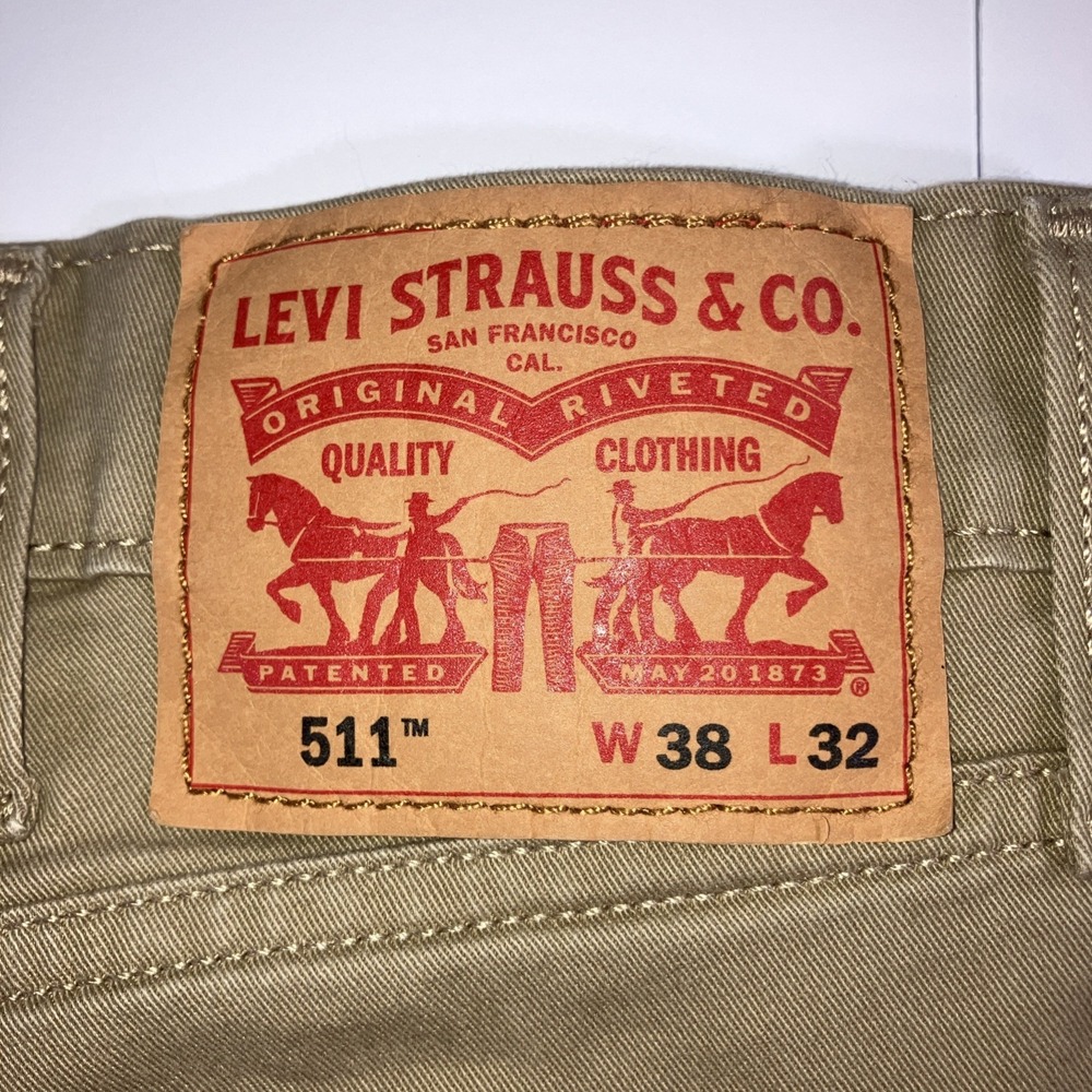 Levis 511 Pants Mens 38x32 (39.5x27.5 Actual) Slim Fit Khaki Tech Stretch - Picture 6 of 16